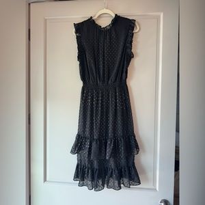 Avec Les Filles Black Dress | Gray & Gold Speckled